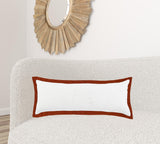 14" X 36" White And Golden Yellow 100% Cotton Geometric Zippered Pillow