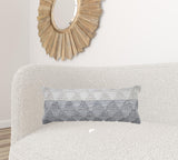 14" X 36" Light Blue And Off-White 100% Cotton Geometric Zippered Pillow