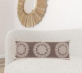14" X 36" Dark Gray And White 100% Cotton Geometric Zippered Pillow