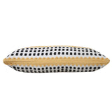 14" X 36" Yellow Black And White 100% Cotton Striped Zippered Pillow