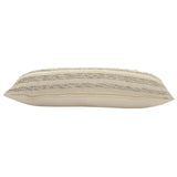 14" X 36" Cream Gray And Gold 100% Cotton Striped Zippered Pillow