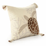 20" X 20" Brown Taupe And Cream Turtle Polyester Animal Print Zippered Pillow