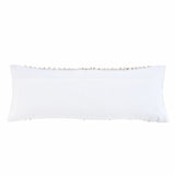 14" X 36" White And Tan 100% Cotton Abstract Zippered Pillow
