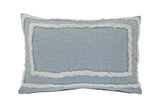 16" X 24" Sky Blue And White 100% Cotton Geometric Zippered Pillow