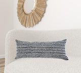 14" X 36" Gray And Ivory 100% Cotton Chevron Zippered Pillow