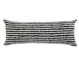 14" X 36" Black And Cream 100% Cotton Striped Zippered Pillow