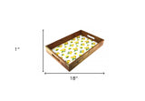 13" Natural Brown Round Wood and Metal Tray