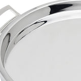12" Silver Round Stainless Steel Tray With Handles