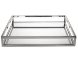 14" White and Silver Square Metal Serving Tray