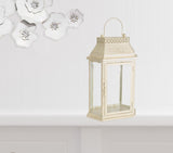 Set Of Two Beige Flameless Floor Lantern Candle Holder