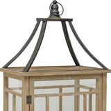 Set Of Two Black Flameless Floor Lantern Candle Holder