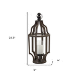 23" Brown Flameless Floor Hurricane Candle Holder