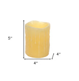 Set of Four Yellow Flameless Pillar Candle