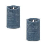 Set of Two Blue Flameless Pillar Candle