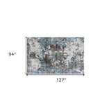 8 Gray And Ivory Abstract Hand Loomed Area Rug