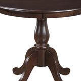 36" Espresso Brown Round Turned Pedestal Base Wood Dining Table