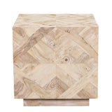 20" Tan Solid Wood Square End Table