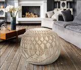 20" Cream 100% Cotton Ottoman