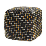 16" Black Polyester Ottoman
