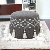 18" Black 100% Cotton Ottoman