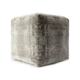 18" Gray Polyester Blend Ottoman