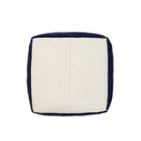 18" Blue Polyester Blend Ottoman
