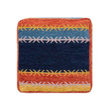 18" Blue Polyester Blend Ottoman