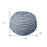 18" Blue 100% Cotton Ottoman