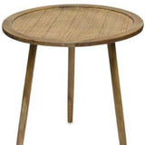 Set Of Three 14" Black And Brown Solid Wood Round End Tables