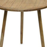 Set Of Three 23" Brown Rattan Round End Tables