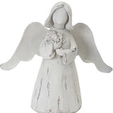 Set Of Six 6" White Washed Polyresin Angel Figurine