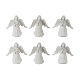 Set Of Six 6" White Washed Polyresin Angel Figurine