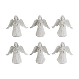 Set Of Six 6" White Washed Polyresin Angel Figurine