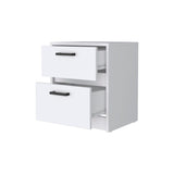 19" White Two Drawer Nightstand With Integrated Tech