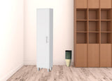 16" Silver And White Accent Cabinet With Five Shelves