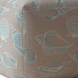 17" Blue Canvas Seashell Pouf Cover