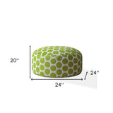 24" Green And White Cotton Round Polka Dots Pouf Cover