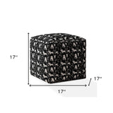17" Black And White Cotton Dog Pouf Cover