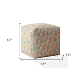 17" Orange Cotton Cactus Pouf Cover