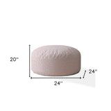 24" Pink Cotton Round Abstract Pouf Cover