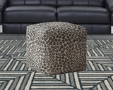 17" Beige Flax Abstract Pouf Cover