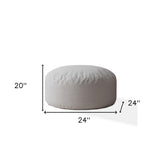 24" Gray Cotton Round Pouf Cover