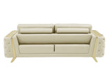 Two Piece Indoor Beige Italian Leather Five Person Seating Set