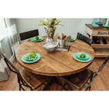42" Brown Rounded Solid Wood Trestle Base Dining Table