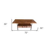 42" Brown Rounded Solid Wood Trestle Base Dining Table