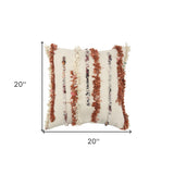 20X20 Natural 100% Cotton Striped Zippered Pillow