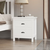 20" White Two Drawer Nightstand With Solid Wood Top