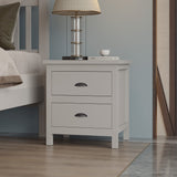 20" White Two Drawer Nightstand With Solid Wood Top