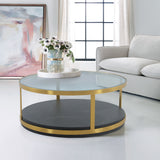 51" Gray And Silver Stainless Steel Coffee Table