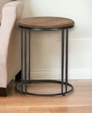 24" Black Solid Wood Round End Table